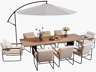 Modern Outdoor Table and Chair Leisure Chair Dining Table and Chair Vase Jewelry Ornaments 3d model