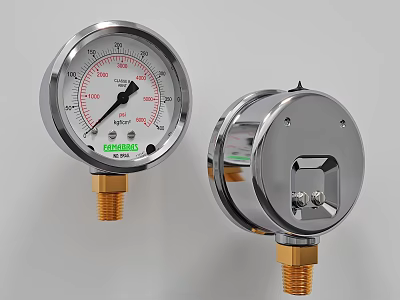 Pipe Pressure Gauges Featuring Stainless Steel Casing Brass Fittings And Accurate Dial 3d model
