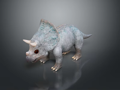 Realistic Triceratops Dinosaur Model With Gray Body Blue Spots And Sharp Horns 3d model