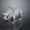 Realistic Triceratops Dinosaur Model With Gray Body Blue Spots And Sharp Horns