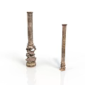 Ancient Carved Bronze Pillars With Intricate Decorative Patterns On White Background 3d model