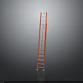 Red Portable Metal Ladder With Wheels Sturdy Frame And Steps 3d model