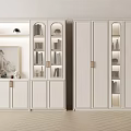 Modern White Bookcase Interior Design With Glass Doors Books Decorative Items And Lighting