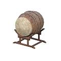Traditional Percussion Drum With Leather Head And Wooden Stand Frame