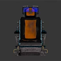 Futuristic Orange Black Seat With Backrest Blue Screens And Mechanical Base