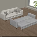 Modern Light Gray Fabric Sleeper Sofa With Metal Legs In Bright Living Room