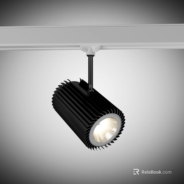 Black LED Downlight Spotlight With Ribbed Design Ceiling Mounted Illuminated Fixture 3d model