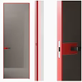 Modern Sleek Hinged Door Design With Metallic Frame And Frosted Glass Panel