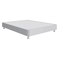 Modern Double Bed Frame with Beige Upholstery and Sturdy Metal Support Legs