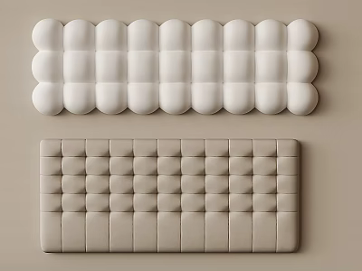 White Rounded And Beige Tufted Upholstered Backrest Panels For Interior Design 3d model