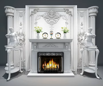 European style fireplace wainscot 3d model