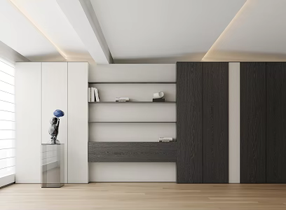 Modern background wall bookcase decorative cabinet ornaments 3d model