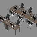 Modern Office Desk And Chair Combination With Wooden Tops Black Chairs And Computers