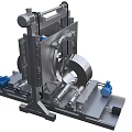 Industrial Equipment With Metal Frame Rotary Drum Blue Components And Base Platform