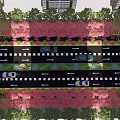 Urban Road Design With Multiple Lanes Vehicles Green Belts And Buildings