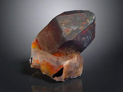 Natural Wood And Stone Sculpture With Orange Brown Texture Art Piece 3d model