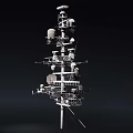 Industrial Communication Tower With Various Antennas And Multiple Equipment Components