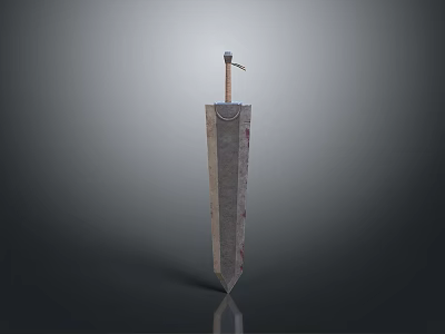 Detailed 3D Model Sword With Wooden Handle And Long Metal Blade 3d model