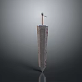 Detailed 3D Model Sword With Wooden Handle And Long Metal Blade