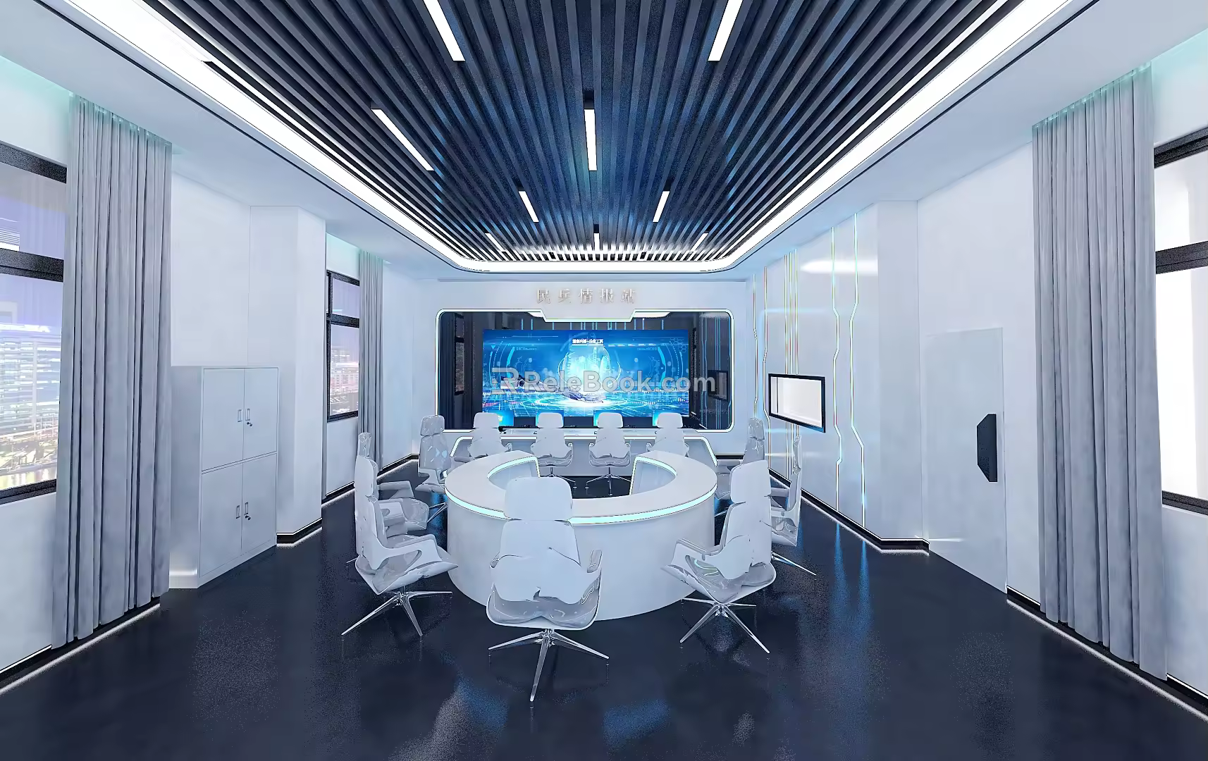 Monitoring Hall Public Opinion Monitoring Room Video Conference Room Operation Desk Command Center Multifunctional Conference Room Multimedia Conference Room Spliced Screen Modern Conference 3d model