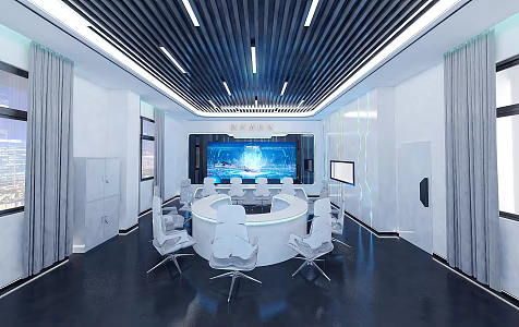 Monitoring Hall Public Opinion Monitoring Room Video Conference Room Operation Desk Command Center Multifunctional Conference Room Multimedia Conference Room Spliced Screen Modern Conference 3d model