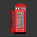 Red Telephone Booth Classic Architecture With Glass Windows And Iconic Design