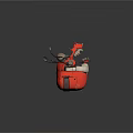 Unique Red Distressed Helmet Design With Decorative Spikes And Inner Structure