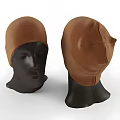 Brown Knitted Beanie Hat Displayed on Mannequin Heads with Front and Side Views