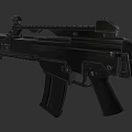 Black Tactical Assault Rifle With Modern Design Picatinny Rail Sleek Finish And Detachable Magazine