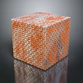 Reddish Brown Silver Textured Rusted Metallic Cube With Diamond Pattern On Dark Surface 3d model