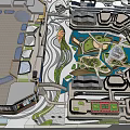 Plaza Landscape Design Featuring Green Spaces Pathways Water Features And Buildings