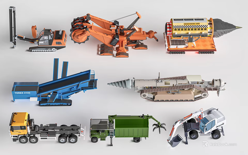 Assorted Construction Vehicle Toy Models Featuring Excavators Trucks Loaders And Crushers 3d model