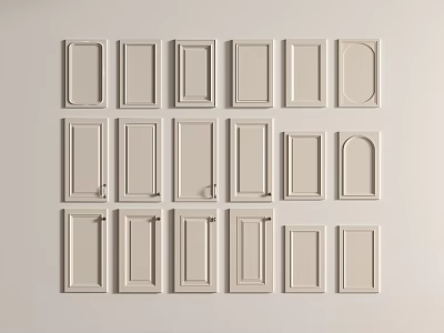 Display of Various Wardrobe Door Designs And Styles On White Background 3d model