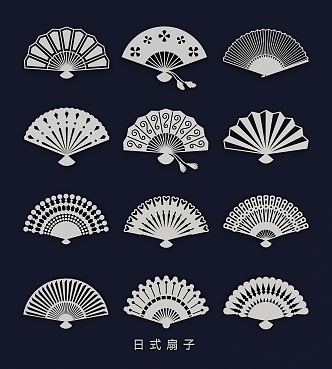 Fan Japanese Folding Fan Pu Fan Bamboo Fan Paper Fan Hand-painted Fan Pattern Silhouette 3d model