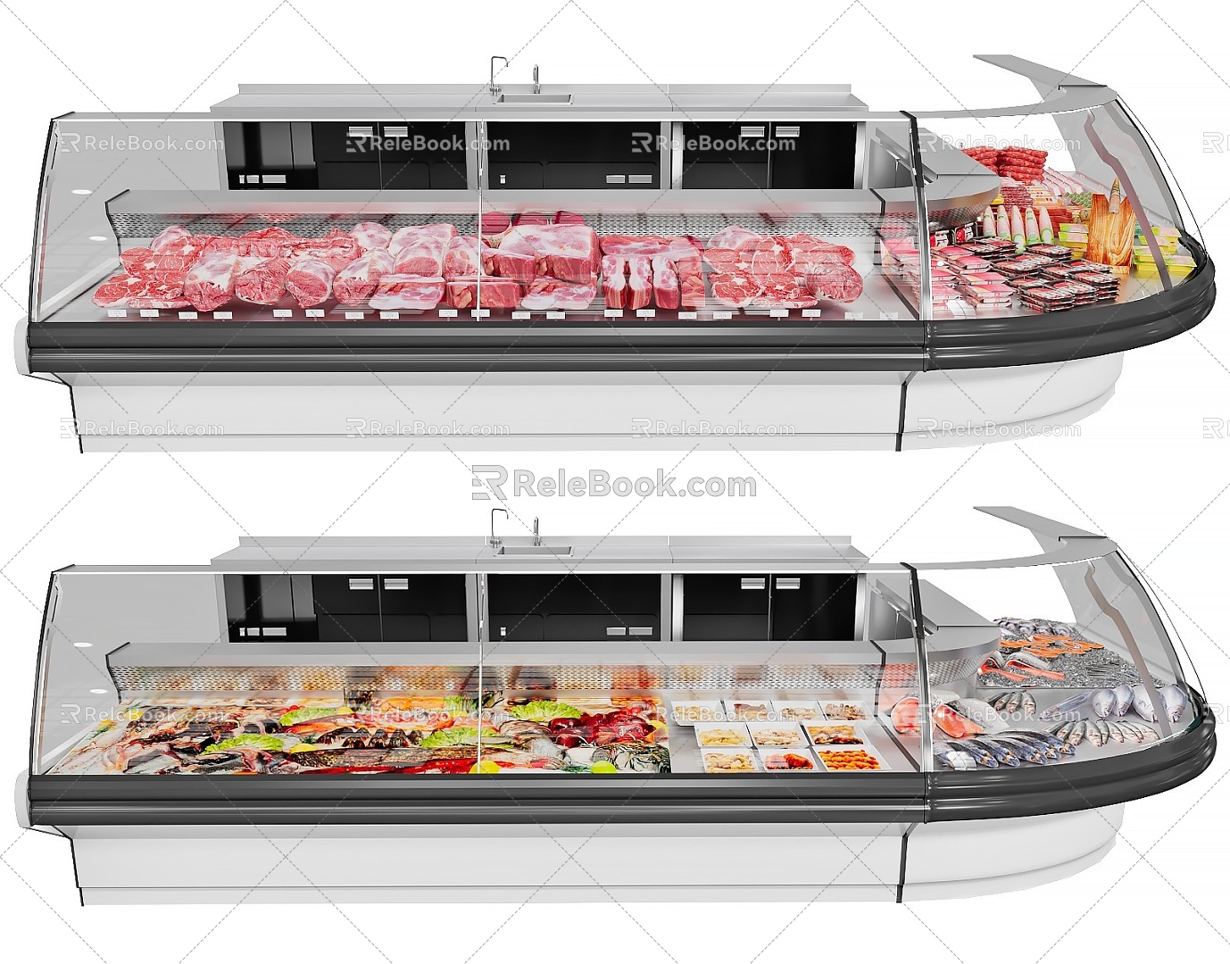 Modern Freezer Refrigerated Display Cabinet Fresh Fish model