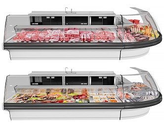 Modern Freezer Refrigerated Display Cabinet Fresh Fish 3d model