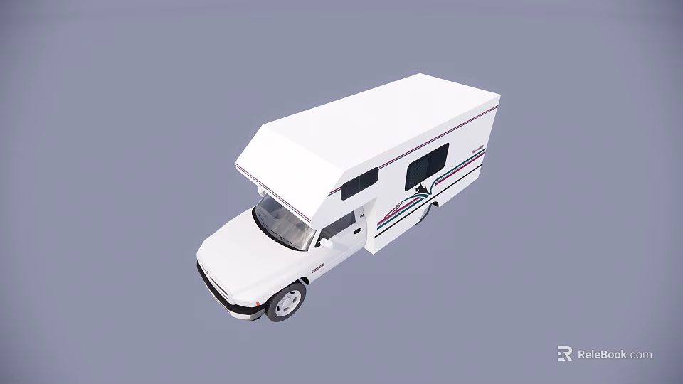Stylish White Motorhome Exterior With Aerodynamic Roof And Side Windows 3d model 