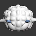Cartoon Character With Sheep like Creature Features White Body Blue Horns Red Scarf Standing Pose
