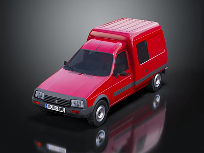 Red Cargo Van With Shiny Exterior Black Windows And Compact Design 3d model