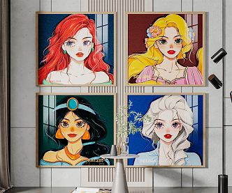 Modern Figure Painting Children's Decorative Painting Combination 3d model