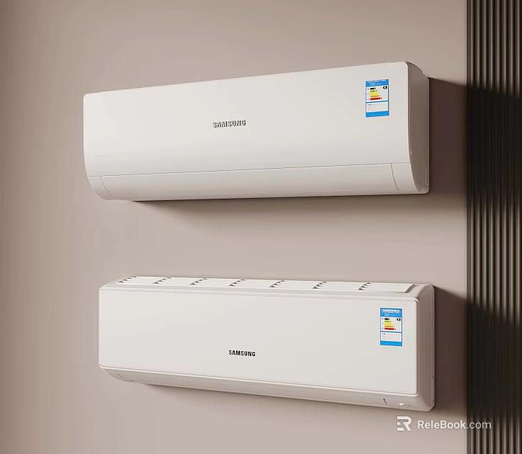 Samsung Wall Mounted Air Conditioners Two Units For Home Interior Design 3d model