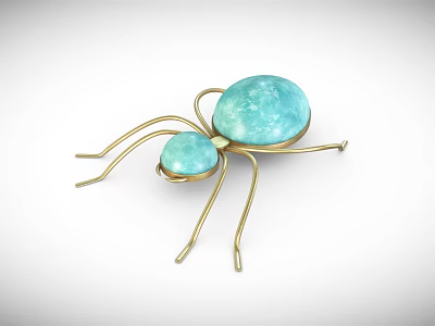 Spider Shaped Decorative Ornament Set With Golden Legs And Turquoise Spheres 3d model