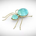 Spider Shaped Decorative Ornament Set With Golden Legs And Turquoise Spheres