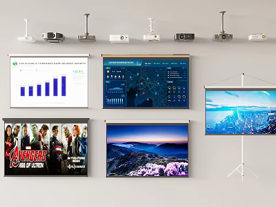 Modern projection curtain projection screen projector 3d model