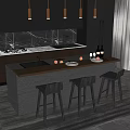 Modern Bar Chair Combination Open 3d model