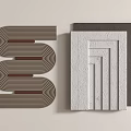 Modern Decorative Wall Hangings With Curved Striped Design And Layered Square Textured Panels