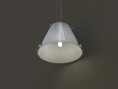 Modern Textured White Pendant Light with Metallic Frame Illuminated Against Dark Background 3d model
