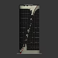 Sleek Modern High Rise Building Featuring Glass Facade And Red Accent Lines