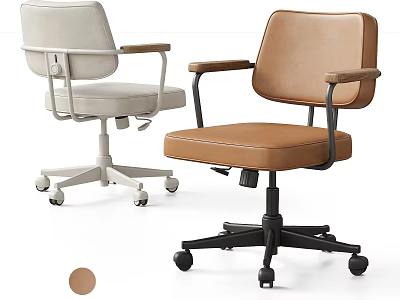 Modern Office Chairs With Armrests And Wheels In Light Gray And Brown 3d model