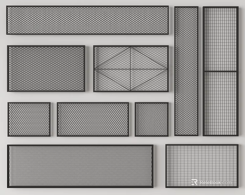 Metal Fencing Panels With Various Mesh Designs Cross Structures And Sizes 3d model 